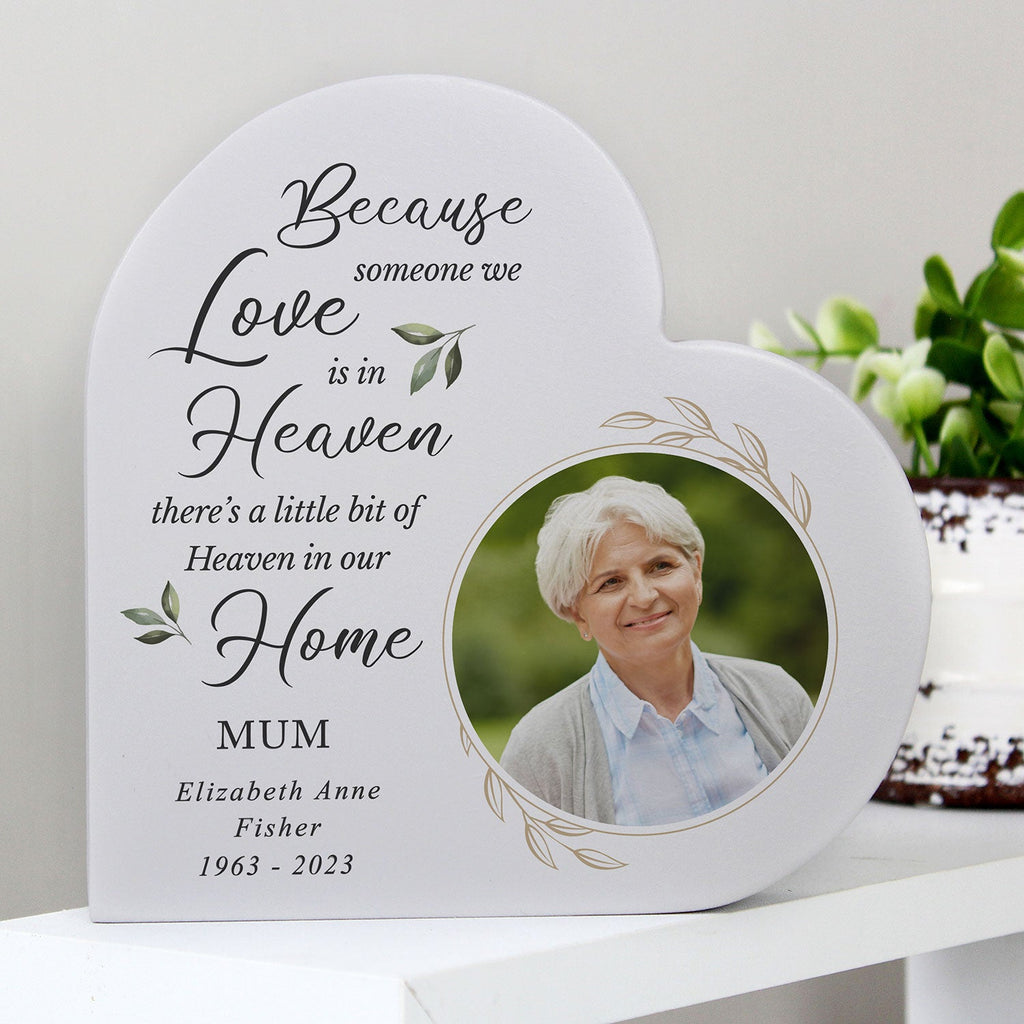 Personalised Botanical Memorial Photo Heart Ornament
