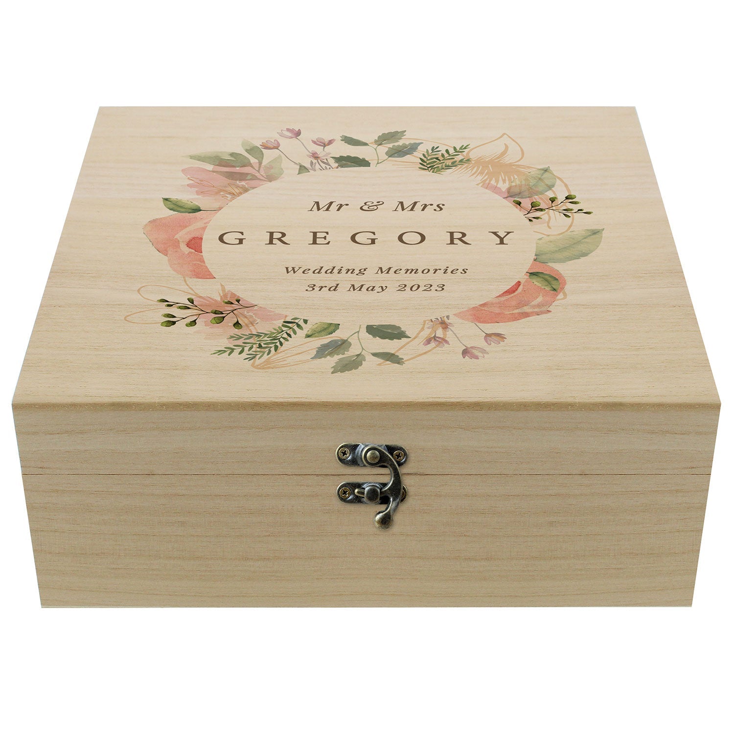Personalised Floral Wooden Keepsake box