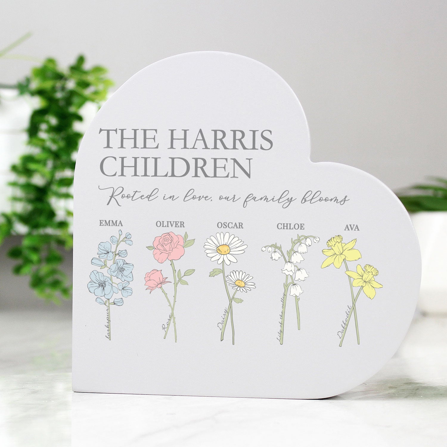 Personalised Birth Flower Heart Ornament