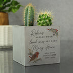Personalised Robin Concrete Plant Pot