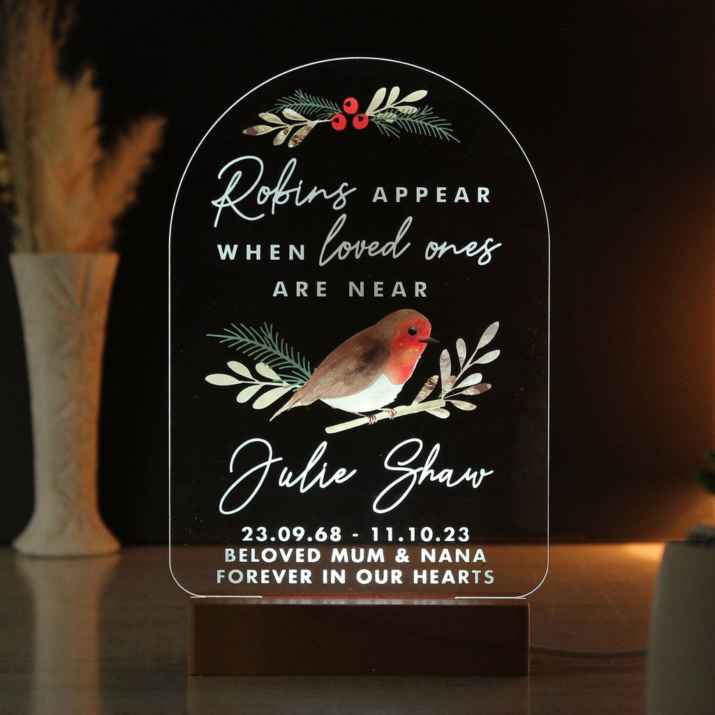 Personalised Robin Memorial LED Light