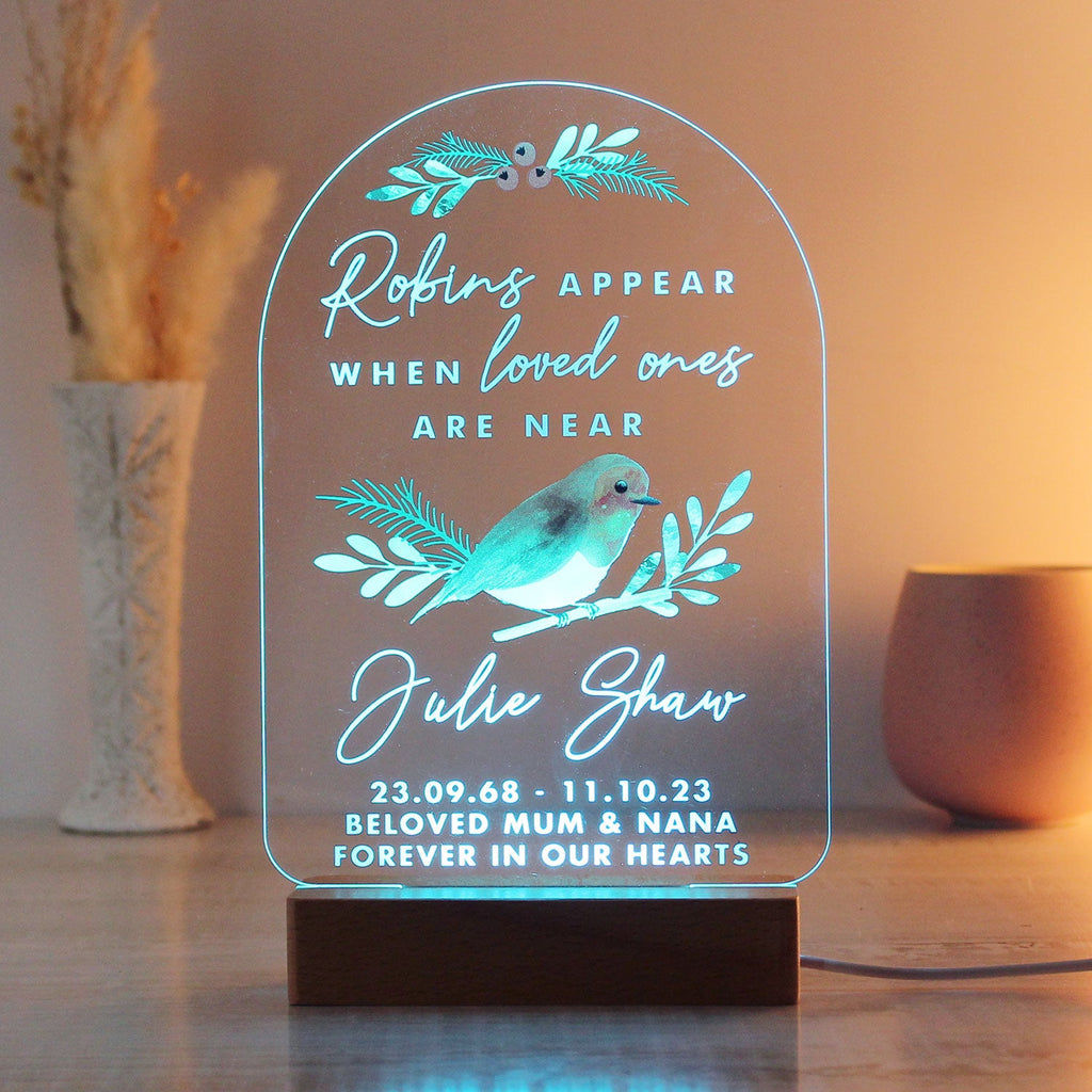 Personalised Robin Memorial LED Light