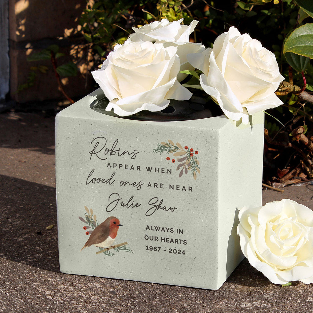 Personalised Robin Memorial Vase