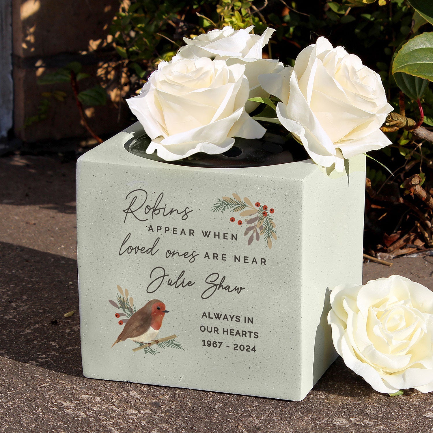 Personalised Robin Memorial Vase
