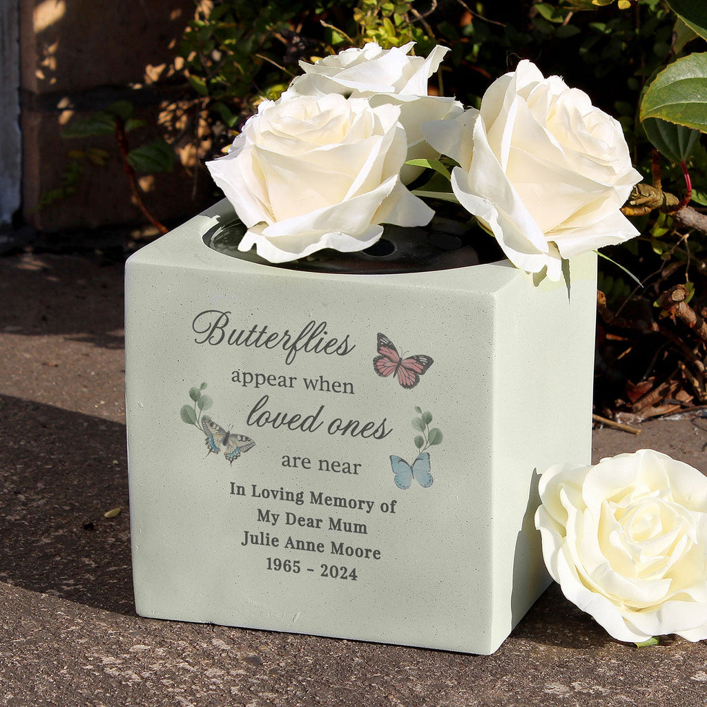 Personalised Butterflies Memorial Vase