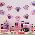 Pink Paper Bunting - Pop Art Superhero Party