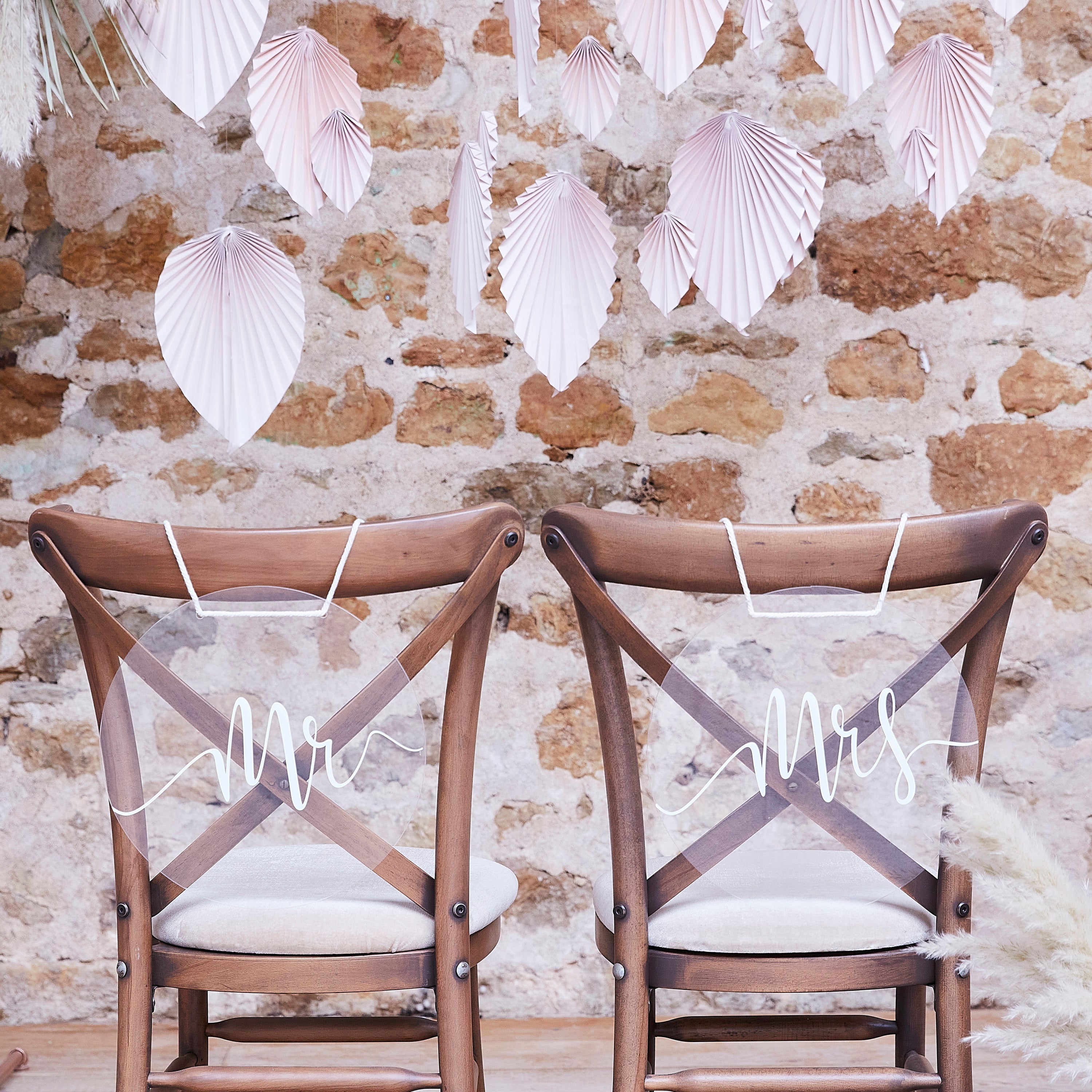 Acrylic Mr and Mrs Chair Signs- 5 Inner Pack