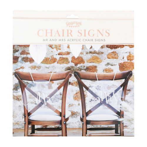 Acrylic Mr and Mrs Chair Signs- 5 Inner Pack