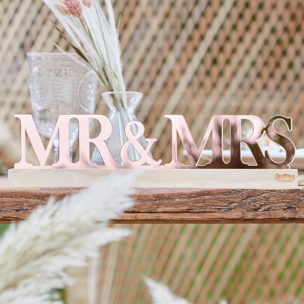 Rose Gold Acrylic Mr and Mrs Sign- 5 Inner Pack