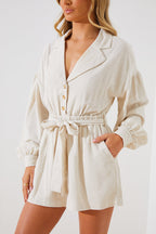 Linen Blend Belted Playsuit
