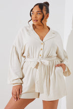 Linen Blend Belted Playsuit