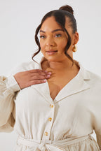 Linen Blend Belted Playsuit