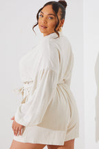 Linen Blend Belted Playsuit