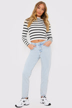 Bleach Wash Mom Jean