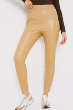 Leather Look Leggings With Elasticated Waist