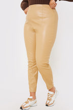Leather Look Leggings With Elasticated Waist