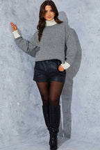 Leather Look High Waisted Boxy Shorts