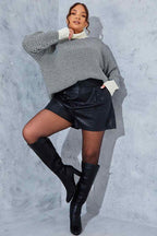Leather Look High Waisted Boxy Shorts