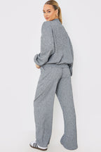 Textured Wide Leg Trousers