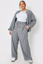 Textured Wide Leg Trousers