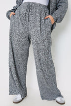 Textured Wide Leg Trousers