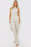 Plisse Wide Leg Co-Ord Trousers