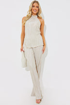 Plisse Wide Leg Co-Ord Trousers