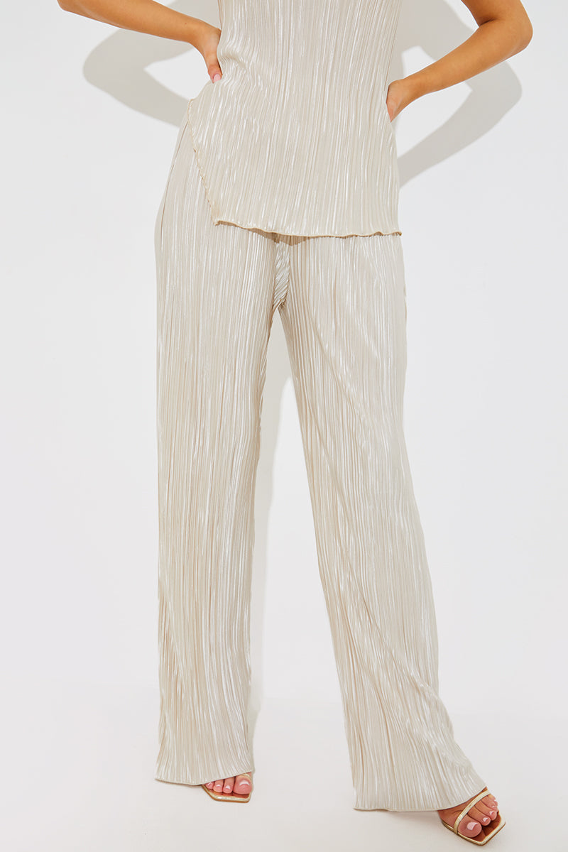 Plisse Wide Leg Co-Ord Trousers