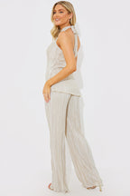 Plisse Wide Leg Co-Ord Trousers