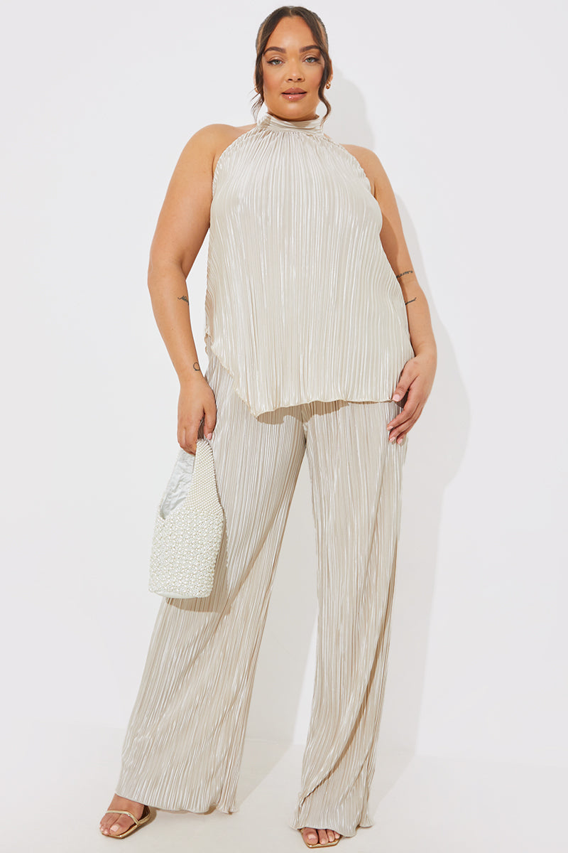 Plisse Wide Leg Co-Ord Trousers