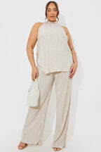 Plisse Wide Leg Co-Ord Trousers