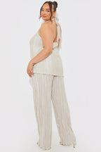 Plisse Wide Leg Co-Ord Trousers