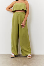 Linen Blend Wide Leg Trouser