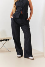 Tailored Pinstripe Wide Leg Co-ord Trouser