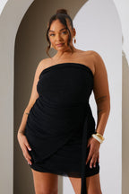 Mesh Bandeau Drape Mini Dress