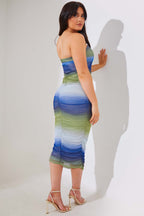 Ombre Mesh Bandeau Midi Dress
