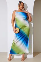 Ombre Satin Cowl Neck Maxi Dress