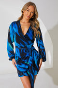 Chiffon Abstract Drape Wrap Mini Dress
