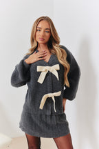 Bow Detail Co-Ord Knit Cardigan