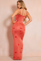 Metallic Floral Detail Knit Maxi Dress