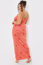 Metallic Floral Detail Knit Maxi Dress