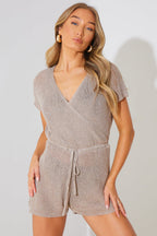 Metallic Knit Drawstring Playsuit