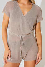 Metallic Knit Drawstring Playsuit