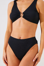 Textured Starfish Detail High Waist High Leg Bikini Bottoms
