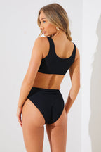 Textured Starfish Detail High Waist High Leg Bikini Bottoms