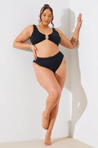 Textured Starfish Detail High Waist High Leg Bikini Bottoms