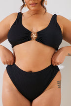 Textured Starfish Detail High Waist High Leg Bikini Bottoms