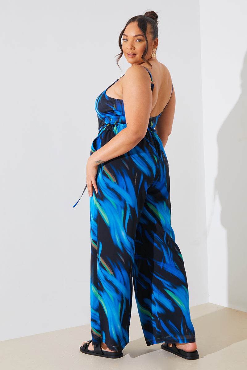 Abstract Print Chiffon Co-Ord Wide Leg Trousers