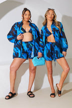 Abstract Print Chiffon Co-Ord Beach Short