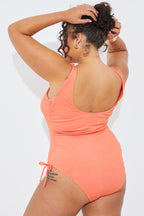 Crinkle Ruched Detail Scoop Neck Swimsuit